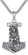 wholesale 925 Sterling Silver Viking Thor Hammer Necklace – Hypoallergenic, Nickel-Free – Norse Guidance & Protection Jewelry for Men Women – Ideal Gift for Birthdays, Christmas-0-0