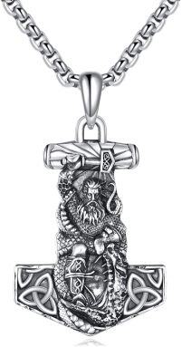 wholesale 925 Sterling Silver Viking Thor Hammer Necklace – Hypoallergenic, Nickel-Free – Norse Guidance & Protection Jewelry for Men Women – Ideal Gift for Birthdays, Christmas-Thor Hammer