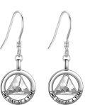 wholesale 925 Sterling Silver Triangle Crystal Dangle Earrings - One Day at A Time Sober Gifts for Her-0-0