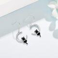 wholesale 925 Sterling Silver Black Cat Moon Drop Earrings for Women-0-3
