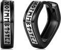 wholesale Black 925 Sterling Silver Rune Hoop Earrings Norse Viking Amulet  for Men Women-0-0