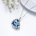 wholesale 925 Sterling Silver Blue Crystal Heart Zodiac Constellation Pendant Necklace-0-4