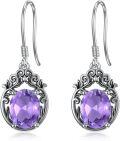 wholesale 925 Sterling Silver Purple Amethyst Dangle Earrings - Vintage Style Jewelry for Women-0-0
