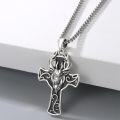 wholesale 925 Sterling Silver &  Antlered Deer Head Cross Pendant Necklace-0-1