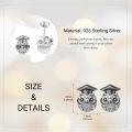 wholesale 925 Sterling Silver Owl Graduation Cap Stud Earrings Gift for Her-0-2