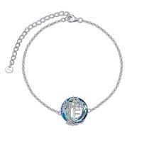 TOUPOP Sterling Silver Blue Crystal F Initial Family Tree Of Life Anklet Bracelet-undefined