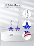 wholesale 925 Sterling Silver American Flag Star Drop Dangle Leverback Earrings for Women Girls USA Patriotic  4th July Independence Day Accessories-0-4