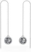 wholesale 925 Sterling Silver Sports Long Chain Dangle Drop Earring with Volleyball Design Gift for Women-0-0
