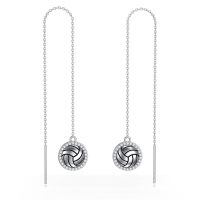 wholesale 925 Sterling Silver Sports Long Chain Dangle Drop Earring with Volleyball Design Gift for Women-Volleyball-2
