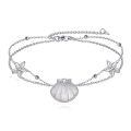 wholesale 925 Sterling Silver Opal Shell Starfish Zircon Platinum Plated Bracelet-0-0