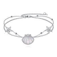 wholesale 925 Sterling Silver Opal Shell Starfish Zircon Platinum Plated Bracelet-Shell Starfish