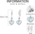 wholesale 925 Sterling Silver Blue Moonstone Double Heart Drop Earrings for Women-0-5