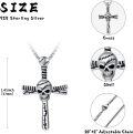 wholesale 925 Sterling Silver Skull Baseball Bat Cross Pendant Necklace s for Men & Women-0-1