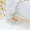 wholesale 925 Sterling Silver Pink Rose Flower Infinity Pendant Necklace s for Women-0-2