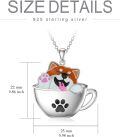 wholesale 925 Sterling Silver Teacup Dog Paw Print Charm Necklace for Women-0-3