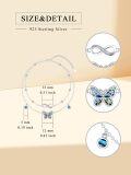 wholesale 925 Sterling Silver Butterfly & Opal Beads Double Layered Ankle Anklet-0-5