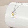 wholesale 925 Sterling Silver Gold & Sterling Silver Sunflower Initial Necklace with CZ Charm - Personalized Gift for Women-0-3