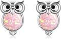 wholesale 925 Sterling Silver Pink Opal Owl Stud Earrings - Adorable Animal Jewelry for Women-0-0