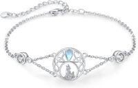 wholesale 925 Sterling Silver Moonstone Wolf Adjustable Howling Bracelet for Women-B-Celtic Wolf