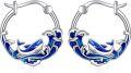 wholesale 925 Sterling Silver Shark Wave Blue Enamel Huggie Hoop Earrings  for Women-0-0