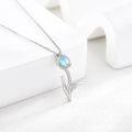 wholesale 925 Sterling Silver Blue Opal Tulip Pendant Necklace for Women-0-2