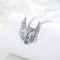 wholesale 925 Sterling Silver Angel Wing Turquoise Norse Valknut Pendant Necklace-0-2