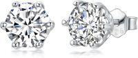 wholesale 1 Carat Crown Moissanite Stud Earrings 14K Gold Plated S925 Sterling Silver Moissanite Diamond Earrings Stud 1ct D Color VVS1 Clarity Round Moissanite Studs for Women Men-1ct round-white gold plated