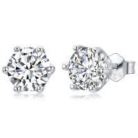 wholesale 1 Carat Crown Moissanite Stud Earrings 14K Gold Plated S925 Sterling Silver Moissanite Diamond Earrings Stud 1ct D Color VVS1 Clarity Round Moissanite Studs for Women Men-1ct round-white gold plated