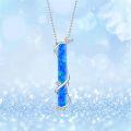 wholesale Sterling Silver Opal Leaf Bar Necklace White Blue Green Gift for Women Teens-0-11