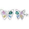 wholesale 925 Sterling Silver Butterfly Multicolor Stone Stud Earrings for Women and Men  Ideas-0-0