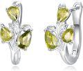 wholesale 925 Sterling Silver Green Peridot Leaf Design Hoop Earrings for Women - Hypoallergenic s-0-0