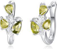 wholesale 925 Sterling Silver Green Peridot Leaf Design Hoop Earrings for Women - Hypoallergenic s-Created Peridot