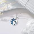 wholesale 925 Sterling Silver Turquoise World Map Pendant Necklace for Women Traveler's Gift-0-2