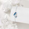 wholesale 925 Sterling Silver Blue Crystal Dolphin Charm Bracelet for Women-0-3