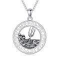 wholesale 925 Sterling Silver Norse Rune Trident Ocean Wave Pendant Necklace Oxidized Vintage Jewelry-0-0