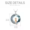TOUPOP Sterling Silver Blue Crystal Cats On The Moon Pendant Necklace-0-4