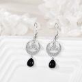 wholesale 925 Sterling Silver Celtic Trinity Knot Drop Earrings With Black Onyx Stones-0-3