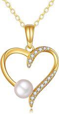 wholesale 14K Gold Heart-Shaped Freshwater Pearl Pendant Necklaces - Anniversary & Birthday Gift Ideas for Her-0-0