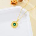 wholesale 925 Sterling Silver Yellow Gold Over Sterling Silver 1.50ct Red Garnet Sunflower Pendant Necklace-0-6