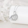 wholesale 925 Sterling Silver Infinity Heart Angel Wings Double Heart Pendant Memorial Necklace with Cubic Zirconia Stones 45cm Chain Length-0-2