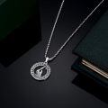 wholesale 925 Sterling Silver Norse Rune Black Obsidian Viking Axe Pendant Necklace-0-2