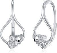 wholesale 925 Sterling Silver Koala Bear Leverback Dangle Drop Earrings for Girls & Teenagers Gift Ideas-Koala Leverback Earrings
