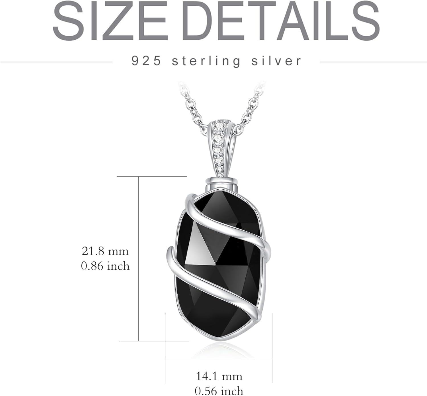 925 Sterling Silver Black Onyx Cremation Pendant with Funnel and Fill Tool - Always in My Heart Keepsake Jewelry-0-5
