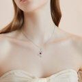 TOUPOP Sterling Silver Garnet Double Heart Pendant Necklace-0-1