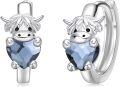 wholesale 925 Sterling Silver Blue Crystal Cow Stud Earrings for Sensitive Ears-0-0
