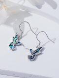 wholesale 925 Sterling Silver Abalone Shell Inlay Hummingbird Drop Earrings for Women-0-5