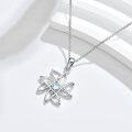 wholesale 925 Sterling Silver Flower Moonstone CZ Pendant Necklace for Women-0-2