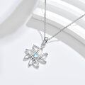 wholesale 925 Sterling Silver Flower Moonstone CZ Pendant Necklace for Women-0-2