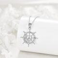 wholesale 925 Sterling Silver Ship's Wheel Anchor Nautical Pendant Necklace for Women-0-5
