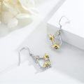 wholesale 925 Sterling Silver Bee Triangle Sunflower Dangle Earrings for Women Girls -0-4